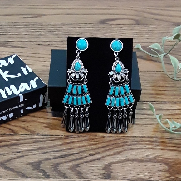 Jewelry - Statement Boho Festival Earrings Turquoise